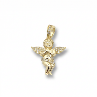 Baby Praying Guardian Angel Pendant VVS Moissanite 925 Sterling Silver or Gold Vermeil