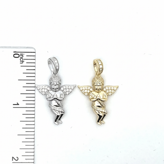 Baby Praying Guardian Angel Pendant VVS Moissanite 925 Sterling Silver or Gold Vermeil