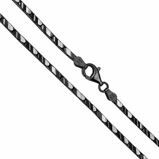 Superior Silver 2mm black diamond-cut cardano chain in 925 sterling silver with a lobster clasp, made in Italy.