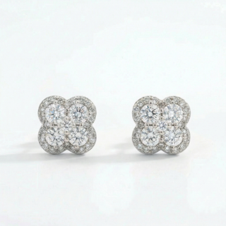 Clover Cluster Moissanite Stud | 925 Sterling Silver