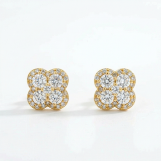 Clover Cluster Moissanite Stud | 925 Sterling Silver