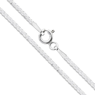 Superior Silver 1.3mm criss cross chain necklace crafted from polished 925 sterling silver with a spring clasp