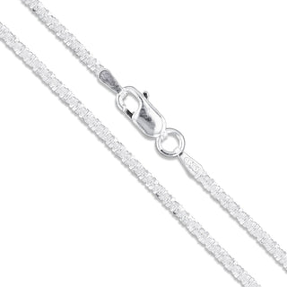Superior Silver 1.8mm criss cross chain necklace crafted from polished 925 sterling silver with a lobster clasp.