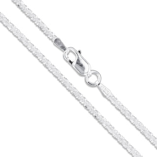 Superior Silver 2.9mm criss cross chain necklace in polished 925 sterling silver with a secure lobster clasp