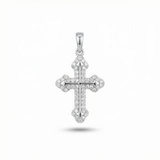 Dainty Double Set Gothic Cross VVS D Moissanite 925 Sterling Silver or Gold Vermeil