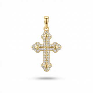 Dainty Double Set Gothic Cross VVS D Moissanite 925 Sterling Silver or Gold Vermeil