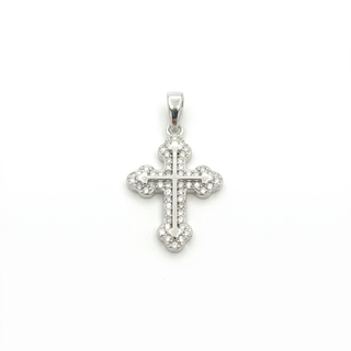 Dainty Double Set Gothic Cross VVS D Moissanite 925 Sterling Silver or Gold Vermeil