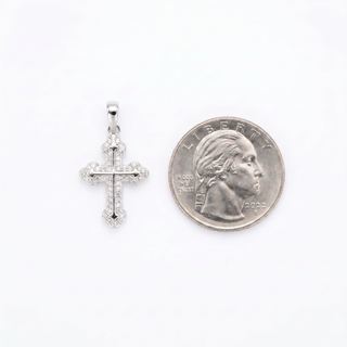 Dainty Double Set Gothic Cross VVS D Moissanite 925 Sterling Silver or Gold Vermeil