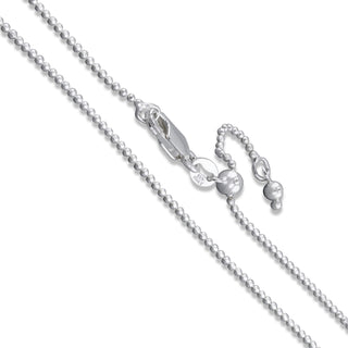 Superior Silver 1.2mm diamond-cut bead chain necklace in 925 sterling silver with an adjustable lobster clasp.