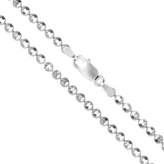 Superior Silver 2.2mm diamond-cut bead chain necklace crafted from polished 925 sterling silver with a lobster clasp.