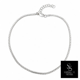 Superior Silver 1.5mm diamond-cut box chain anklet crafted in polished 925 sterling silver with an extension chain.