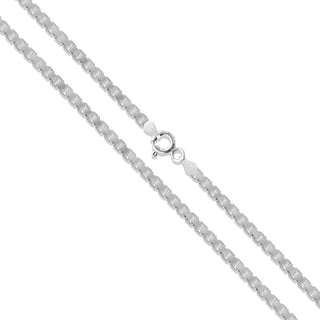 Superior Silver 2.4mm diamond-cut box chain necklace crafted from polished 925 sterling silver with a lobster clasp.