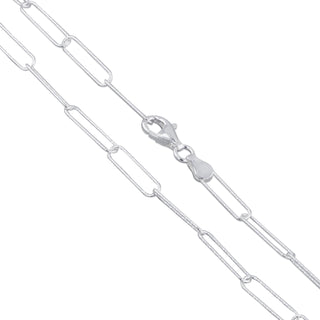 Superior Silver 4mm diamond-cut paper clip chain necklace in polished 925 sterling silver with a pear clasp.