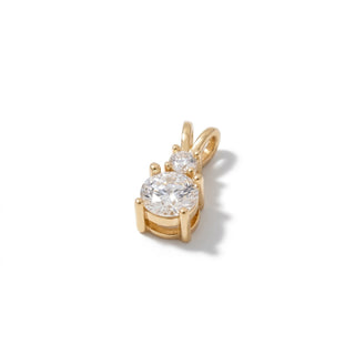 Superior Silver double drop round moissanite pendant in gold vermeil over 925 sterling silver