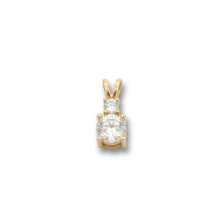 Superior Silver double drop round moissanite pendant in gold vermeil over 925 sterling silver with 0.7ct VVS stones.