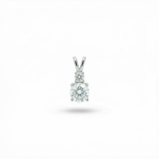 Superior Silver double drop round VVS moissanite pendant in 925 sterling silver