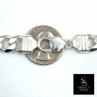 Superior Silver 10.8mm solid 925 sterling silver Figaro link chain with a secure lobster clasp