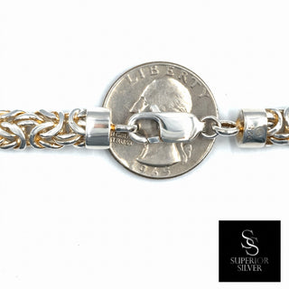 Superior Silver 8.3mm flat Byzantine chain in rhodium-plated 925 sterling silver with a secure box clasp