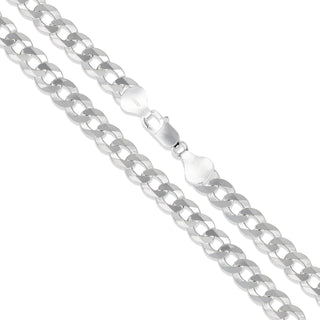 Superior Silver 6.7mm flat curb chain necklace crafted from polished 925 sterling silver with a lobster clasp