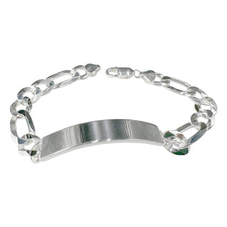 Superior Silver 5.8mm flat figaro ID bracelet crafted in polished 925 sterling silver with a secure lobster clasp.
