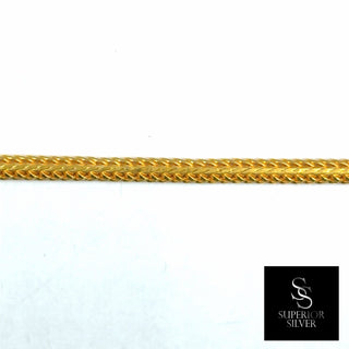 Superior Silver 18-inch flat Franco chain necklace in 14kt yellow gold over polished 925 sterling silver
