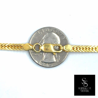 Superior Silver 14kt yellow gold over sterling silver flat Franco chain necklace with a secure lobster clasp
