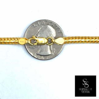 Superior Silver 18-inch flat Franco link chain in 14kt yellow gold over 925 sterling silver with a lobster clasp