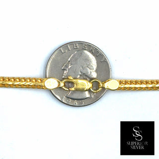 Superior Silver 14kt yellow gold over 925 sterling silver 4.2mm flat Franco chain with a lobster clasp
