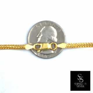 Superior Silver 22-inch flat Franco chain in 14kt yellow gold over 925 sterling silver with a lobster clasp