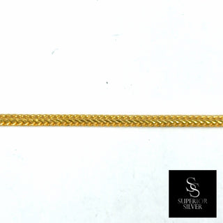 Superior Silver 20-inch flat Franco chain necklace in 14kt yellow gold over 925 sterling silver with lobster clasp.