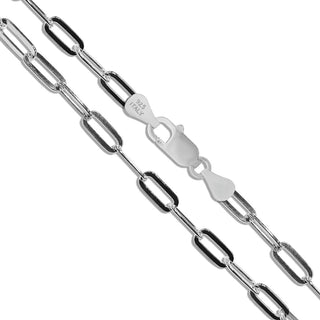 Superior Silver 6.7mm flat paper clip chain necklace crafted in polished 925 sterling silver with a lobster clasp.
