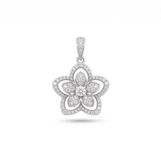 Superior Silver sterling silver flower charm pendant featuring sparkling cubic zirconia stones in a layered design.