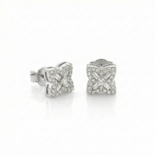 .6 ct Flower Stud Moissanite Earring | 925 Sterling Silver or Gold Vermeil