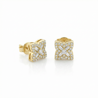 .6 ct Flower Stud Moissanite Earring | 925 Sterling Silver or Gold Vermeil