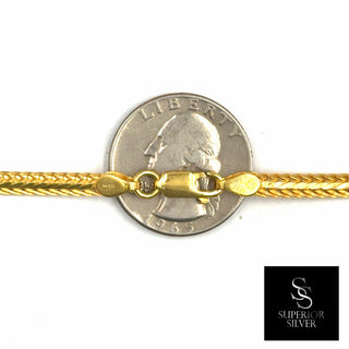 Superior Silver 14kt yellow gold over 925 sterling silver 4.11mm rounded Franco chain with a lobster clasp