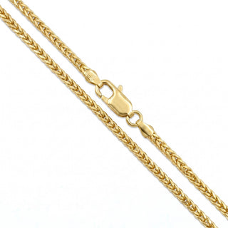 Superior Silver 20-inch Franco link chain in 14kt yellow gold over 925 sterling silver with a lobster clasp