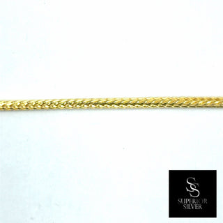 Superior Silver 22-inch Franco link chain crafted from 14kt yellow gold over solid 925 sterling silver.