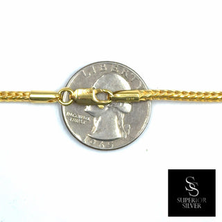 Superior Silver 22-inch Franco link chain in 14kt yellow gold over 925 sterling silver with a lobster clasp