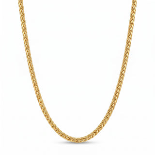 Superior Silver 24-inch Franco link chain crafted from 14kt yellow gold over solid 925 sterling silver.