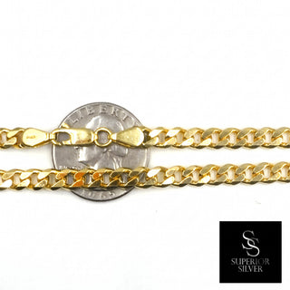 Superior Silver 22-inch curb link chain in 14kt yellow gold over 925 sterling silver with a lobster clasp.
