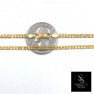 Superior Silver 20-inch curb link chain in 14kt yellow gold over 925 sterling silver with a lobster clasp