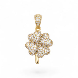Superior Silver gold-plated sterling silver flower charm pendant with sparkling cubic zirconia stones.