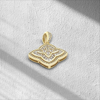Superior Silver gold-plated sterling silver flower charm pendant with sparkling cubic zirconia stones.