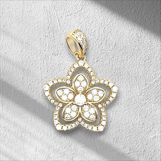 Superior Silver gold-plated sterling silver flower pendant with sparkling cubic zirconia stones
