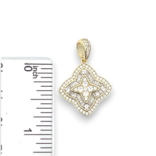 Superior Silver gold-plated sterling silver flower charm pendant with sparkling cubic zirconia stones.