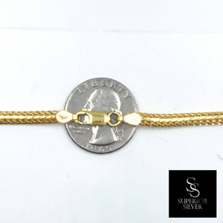 Superior Silver 14kt yellow gold over 925 sterling silver diamond cut snake Franco link chain with lobster clasp