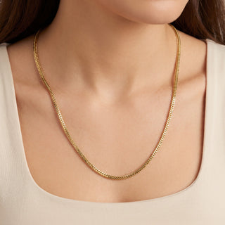 Superior Silver 22-inch diamond-cut snake Franco chain necklace in 14kt yellow gold over 925 sterling silver.