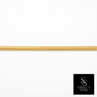 Superior Silver 18-inch diamond-cut snake Franco link chain in 14kt yellow gold over 925 sterling silver.