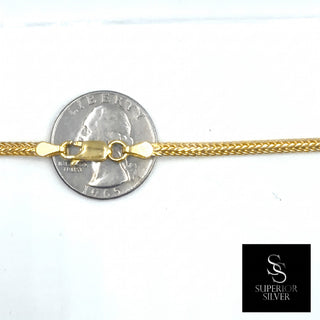 Superior Silver 18-inch diamond-cut snake Franco chain in 14kt yellow gold over 925 sterling silver with lobster clasp
