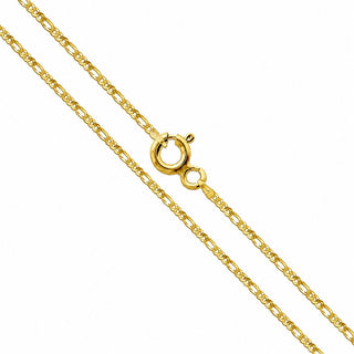 Superior Silver 2mm gold plated sterling silver figaro chain with a spring clasp, Italian made.